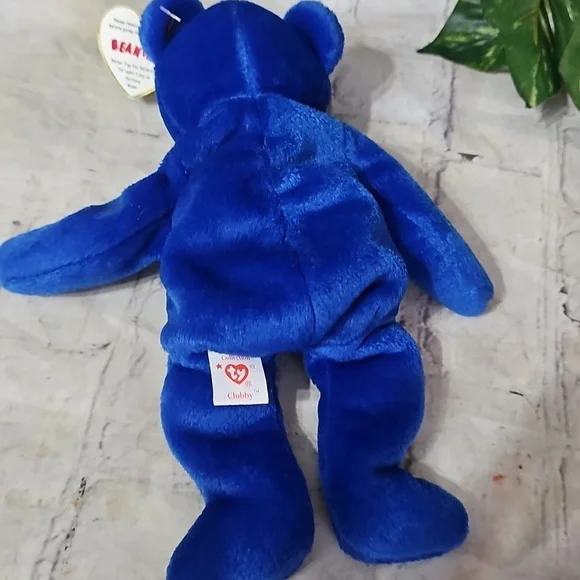 Ty Beanie Babies Original 1998 RARE Clubby Blue Teddy Bear Plush Toy NWOB
